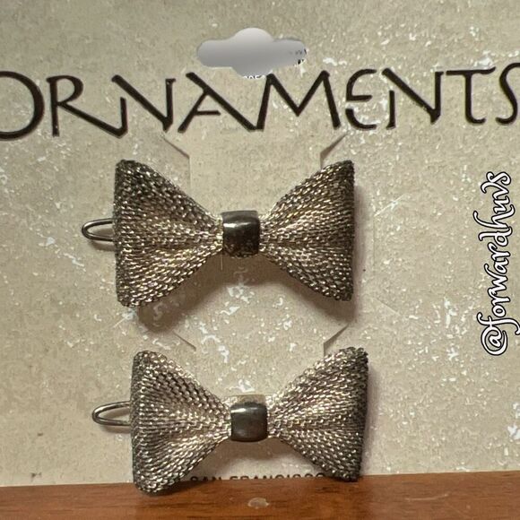 Vintage Silver-Tone Mesh Metal Hair Barrettes – \